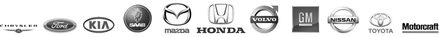 We service Chrysler, Ford, Kia, Saab, Mazda, Honda, Volvo, GM, Nissan, Toyota and Motorcraft